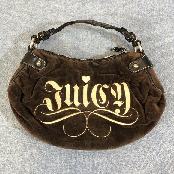 Juicy Couture Handbags - Vtg Brown Juicy Couture Purse Handbag Bag Velour Terry Cloth Juicy City Girl Y2K